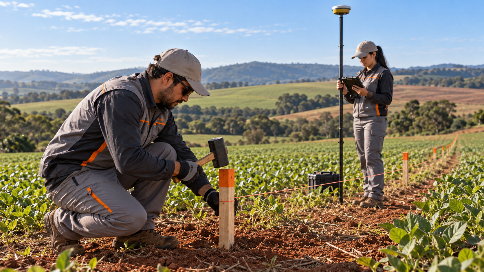 Levantamentos topográficos em área agrícola