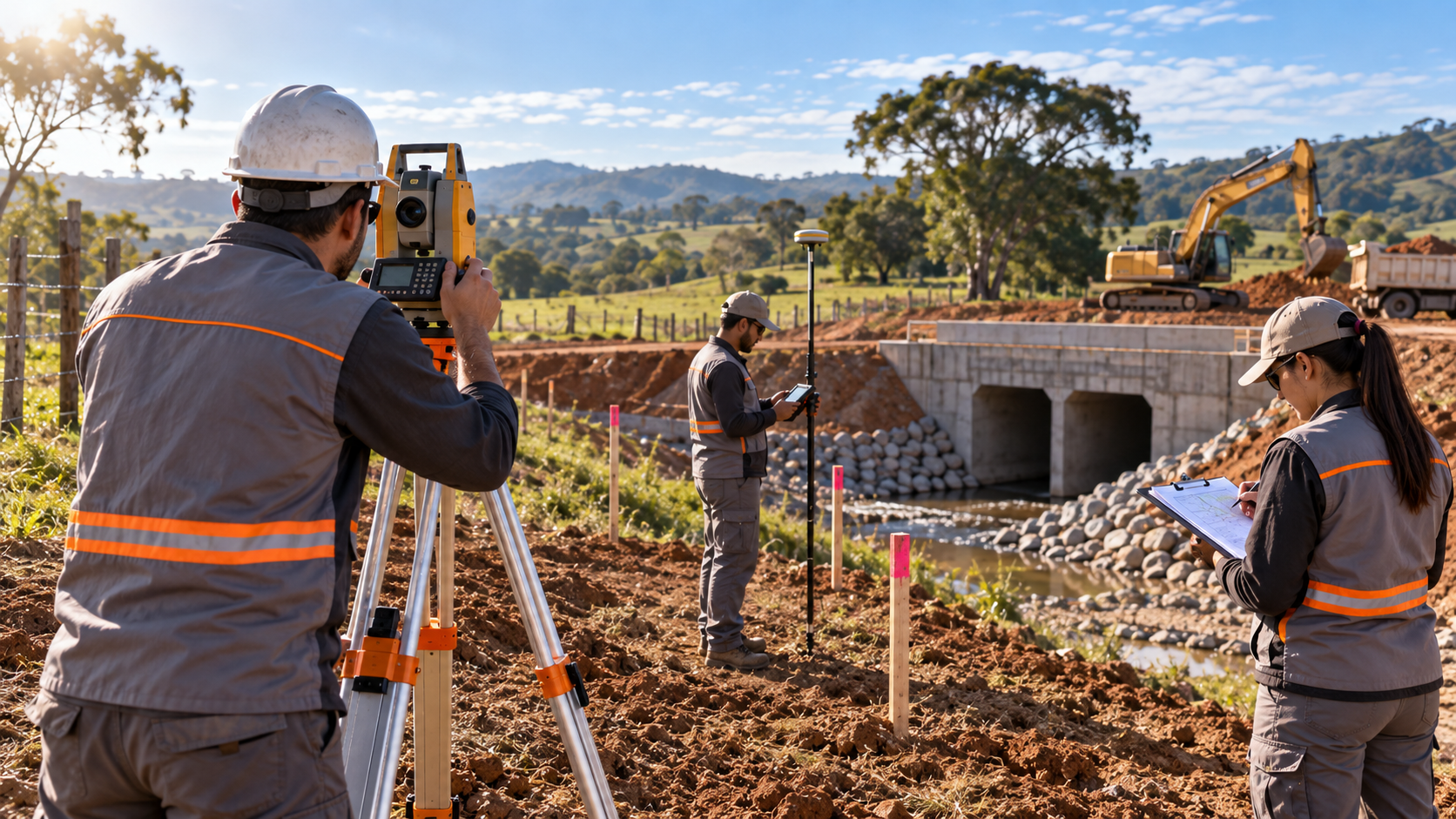 Serviços de topografia aplicados a obra de drenagem